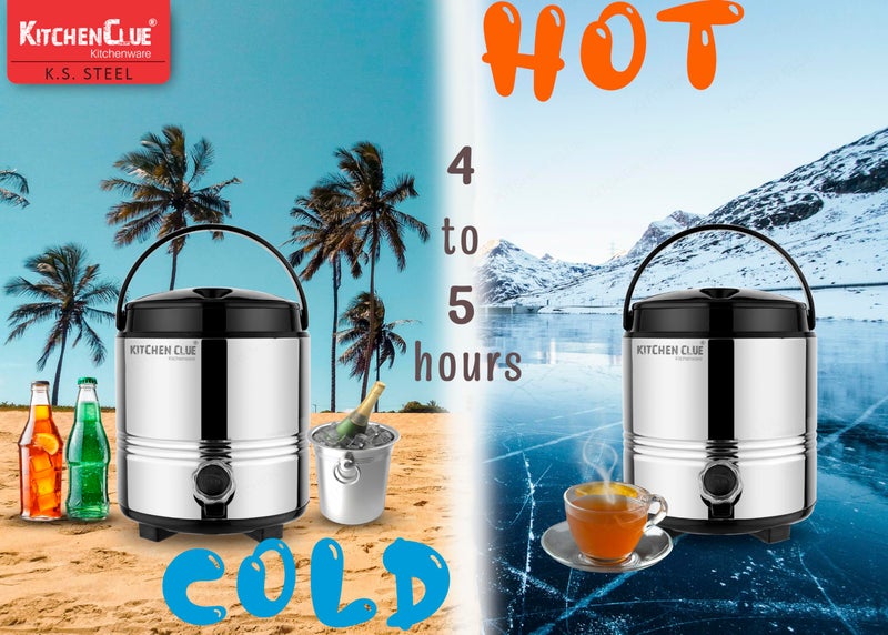 KITCHEN CLUE Stainless Steel Pot with Handle I 5 Liter I Ideal for Storage of Water/Tea I PUF Insulated Water Dispenser for Home Kitchen I Easy to Carry & Maintain I Tea Flask/Container, Silver - Image 3