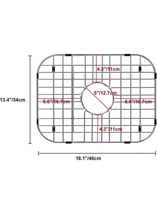MIYUPTC Kitchen Sink Bottom Grid, Sink Protector Stainless Steel Sink Grate 18"L x 13.4"W with Center Drain Hole for Sink Bowl - Image 3