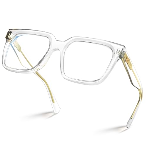 VISOONE Rectangle TR90 Blue Light Blocking Glasses Computer Eyewear with Preppy Look for Women and Men Cougar - Image 1