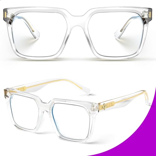 VISOONE Rectangle TR90 Blue Light Blocking Glasses Computer Eyewear with Preppy Look for Women and Men Cougar - Image 2