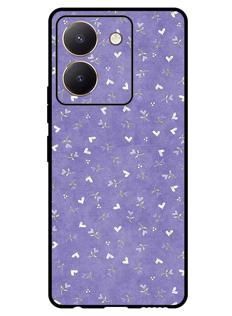 Theodor Protective Case Anti Scratch Shock Proof Bumper Cover For Vivo Y27s Hearts Purple Background - Image 1