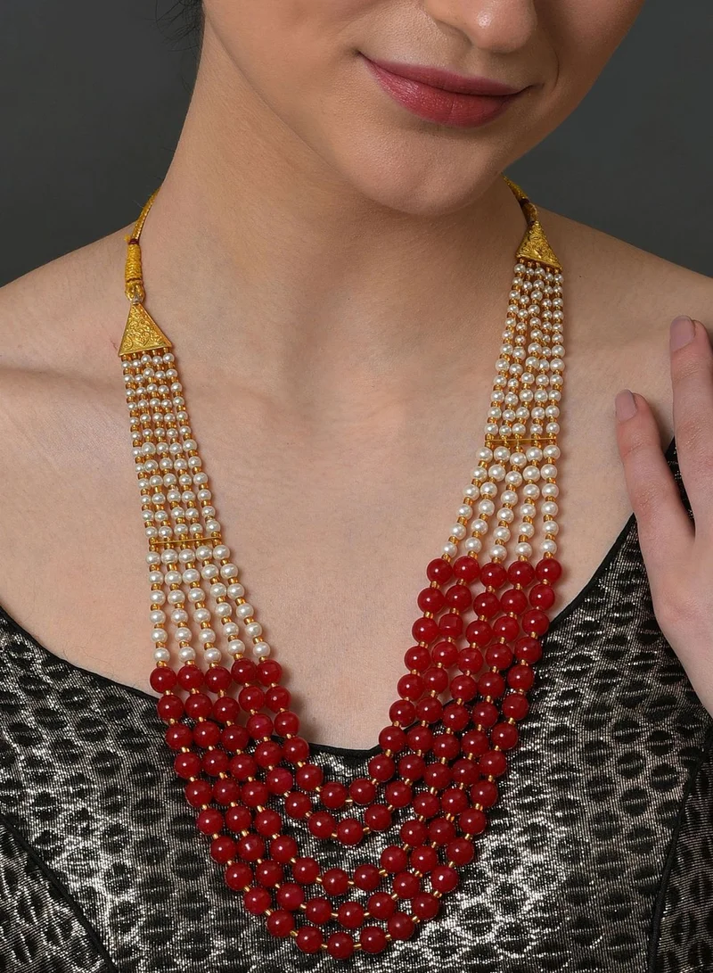 SOHI Pearl Beaded Gold Plated Necklace