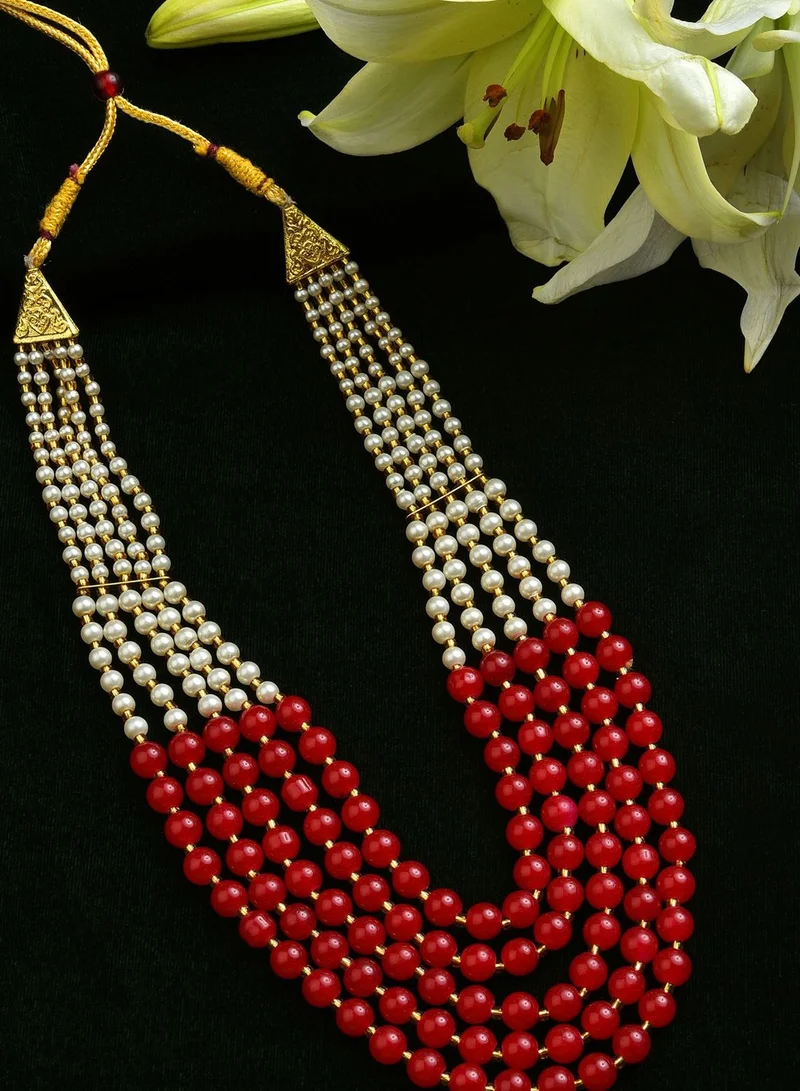 SOHI Pearl Beaded Gold Plated Necklace