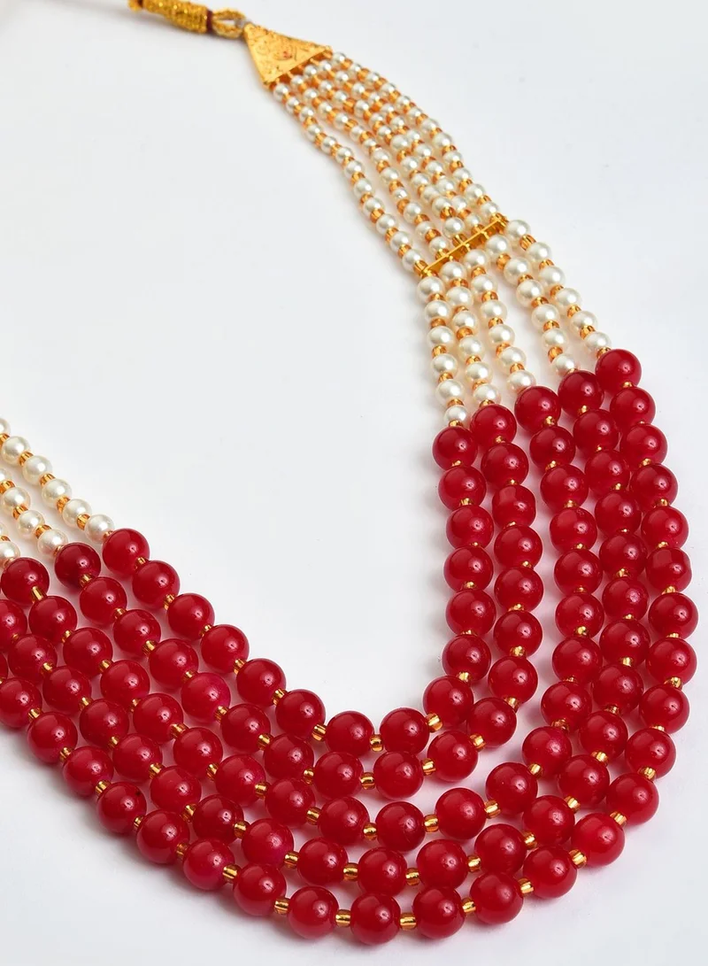 SOHI Pearl Beaded Gold Plated Necklace