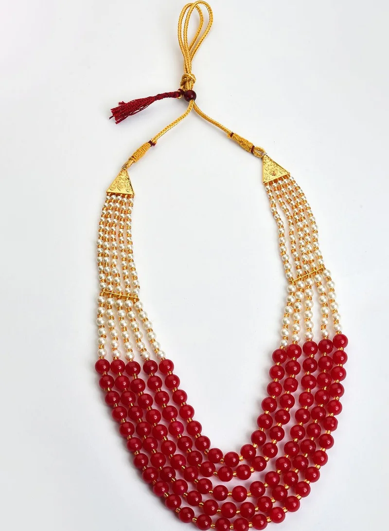 SOHI Pearl Beaded Gold Plated Necklace