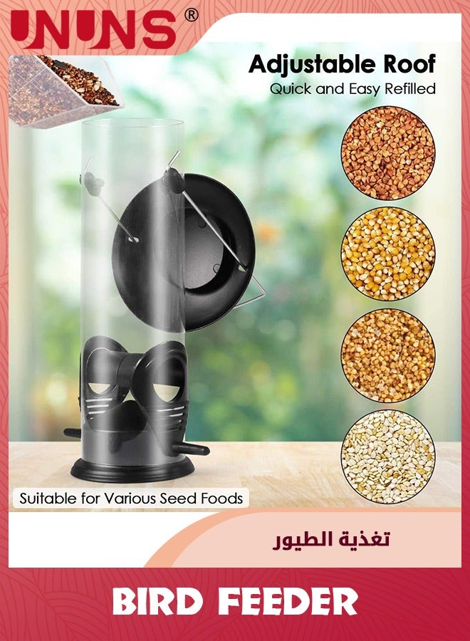 UNUNS Hanging Bird Feeder,Tube Bird Feeders For Outdoors Hanging,Heavy Duty Chew-Proof And Rust-Proof Tube Bird Feeder,Weatherproof Steel Hanger,Attracting For Wild Birds,Black - Image 4