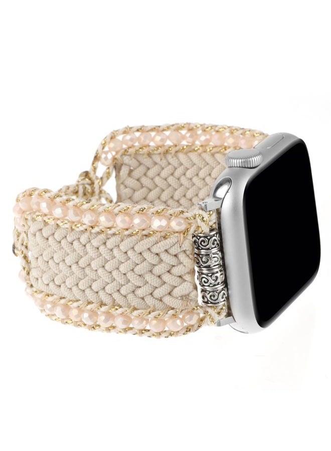 TERKOWQI Boho Nylon Band Compatible with Apple Watch 38mm 40mm 41mm 42mm 44mm 45mm 49mm, Adjustable Retro Bracelet Handmade Woven Braided Beaded Bohemian Strap for iWatch Series 9/8/SE/Ultra/7/6/5/4/3/2/1 - Image 1