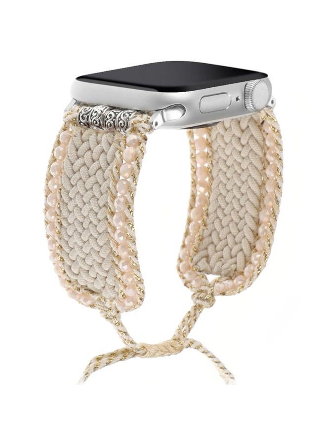 TERKOWQI Boho Nylon Band Compatible with Apple Watch 38mm 40mm 41mm 42mm 44mm 45mm 49mm, Adjustable Retro Bracelet Handmade Woven Braided Beaded Bohemian Strap for iWatch Series 9/8/SE/Ultra/7/6/5/4/3/2/1 - Image 2