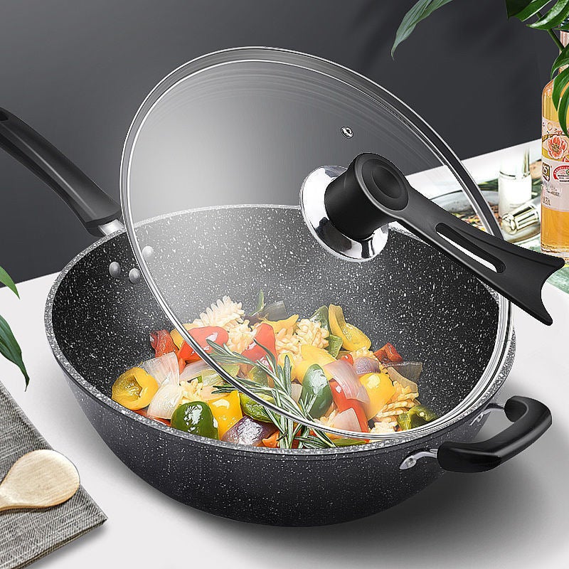 Maifan Stone Non-Stick Pan Household Cooking Pan Lightweight Frying Pan Frying Pan Universal Stove Wrought Iron Pan Wholesale(34cm without cover and ears) - Image 2
