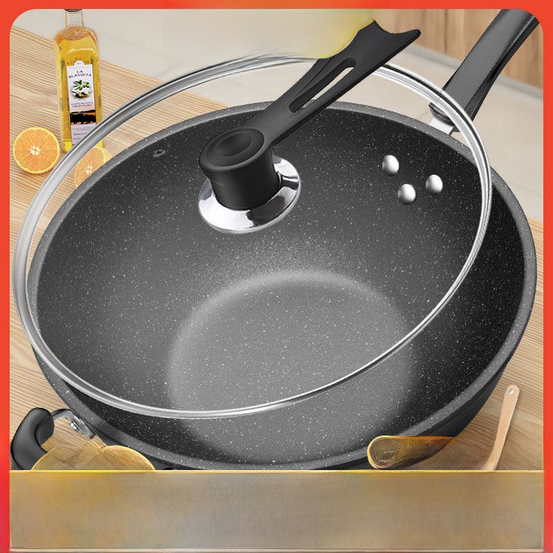 Maifan Stone Non-Stick Pan Household Cooking Pan Lightweight Frying Pan Frying Pan Universal Stove Wrought Iron Pan Wholesale(34cm without cover and ears) - Image 1