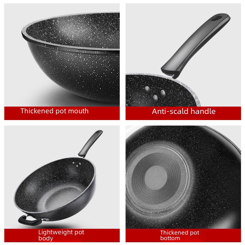 Maifan Stone Non-Stick Pan Household Cooking Pan Lightweight Frying Pan Frying Pan Universal Stove Wrought Iron Pan Wholesale(34cm without cover and ears) - Image 4