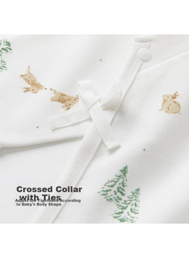 Good bear Guaiqixiong Newborn Pure Cotton Half-back Shirt For Spring And Autumn, Long-sleeve Monk Robe For Newborns, Infant Seamless Top - Image 2