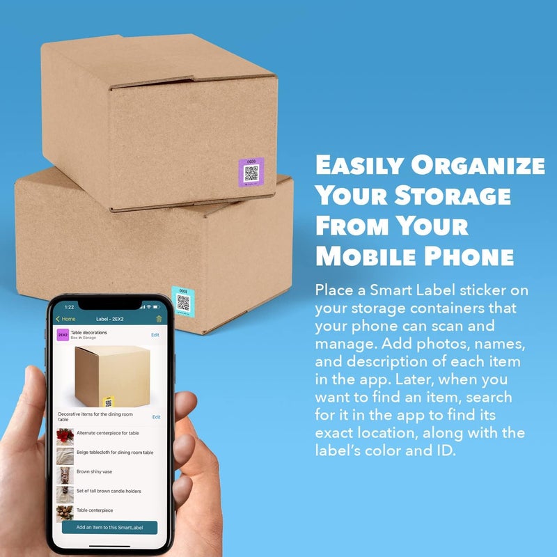 Smart Labels QR Code Stickers Pack of 48 (Modern) Made in USA - QR Code Labels for Storage & Inventory Tracking, Storage Unit Organization, App Stickers for Inventory Organization & Moving Supplies - Image 2