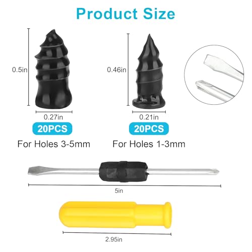 Linkstyle 40pcs Tire Repair Rubber Nail Tire Plug Kit, Fast Tyre Repair Screws Kit, for Car Motorcycle Truck ATV - Image 2