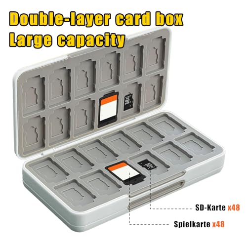 doepeBAE Switch Game Card Case Compatible with Nintendo Switch,Game Card Storage Holder,New Portable Thin Card Protection Case with 48 Game Card Slots and 48 TF Card Slots (Z-White) - Image 4