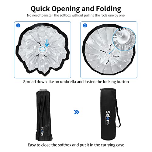 Selens 26"/65cm Umbrella Hexadecagon Softbox with Bowens Mount and Removable Diffusers, Quick Folding Softbox with Carrying Bag for Photography Studio Speedlite Flash and Monolight - Image 5