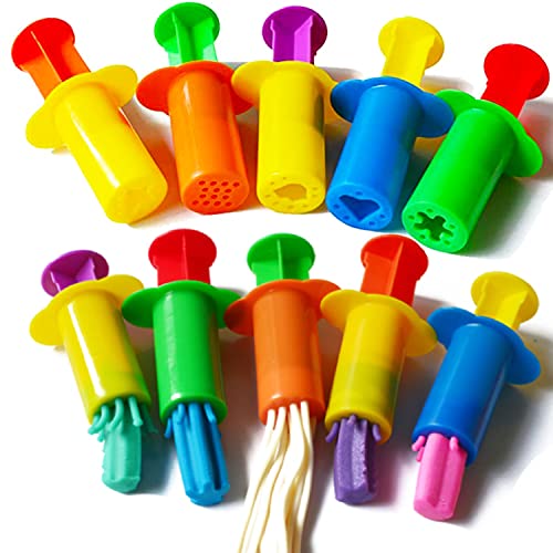 Carykon Dough Extruders Set Assorted Designs, Set of 10, 5 Patterns - Random Colors - Image 1
