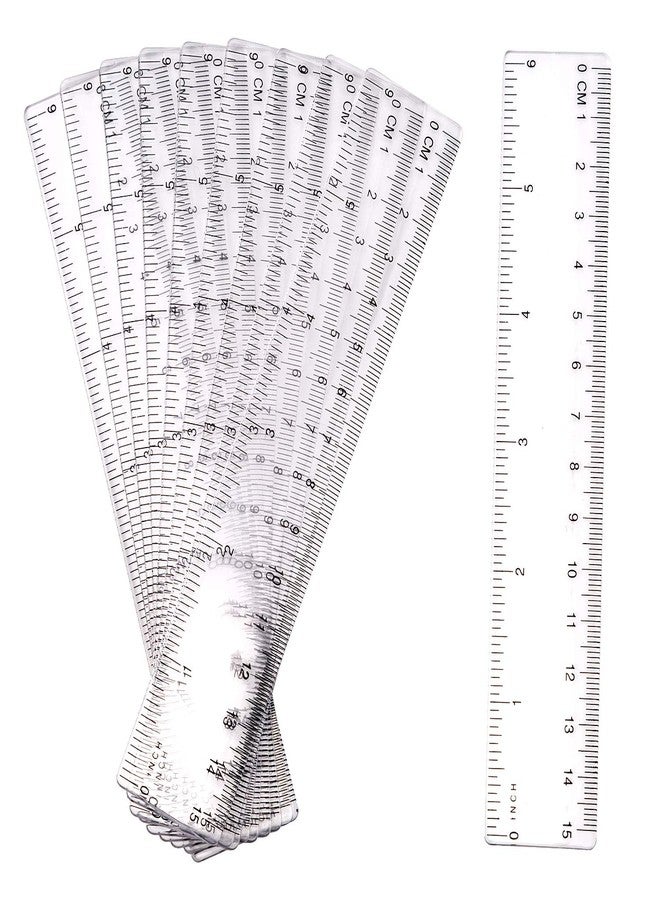 AIEX Ruler, 10 Pack Clear Plastic 15cm/6 Inch Drafting Tools, Transparent Measuring Tool for Student, School, Office, Artists, Engineers, Architects, Designers, Teachers - Image 1