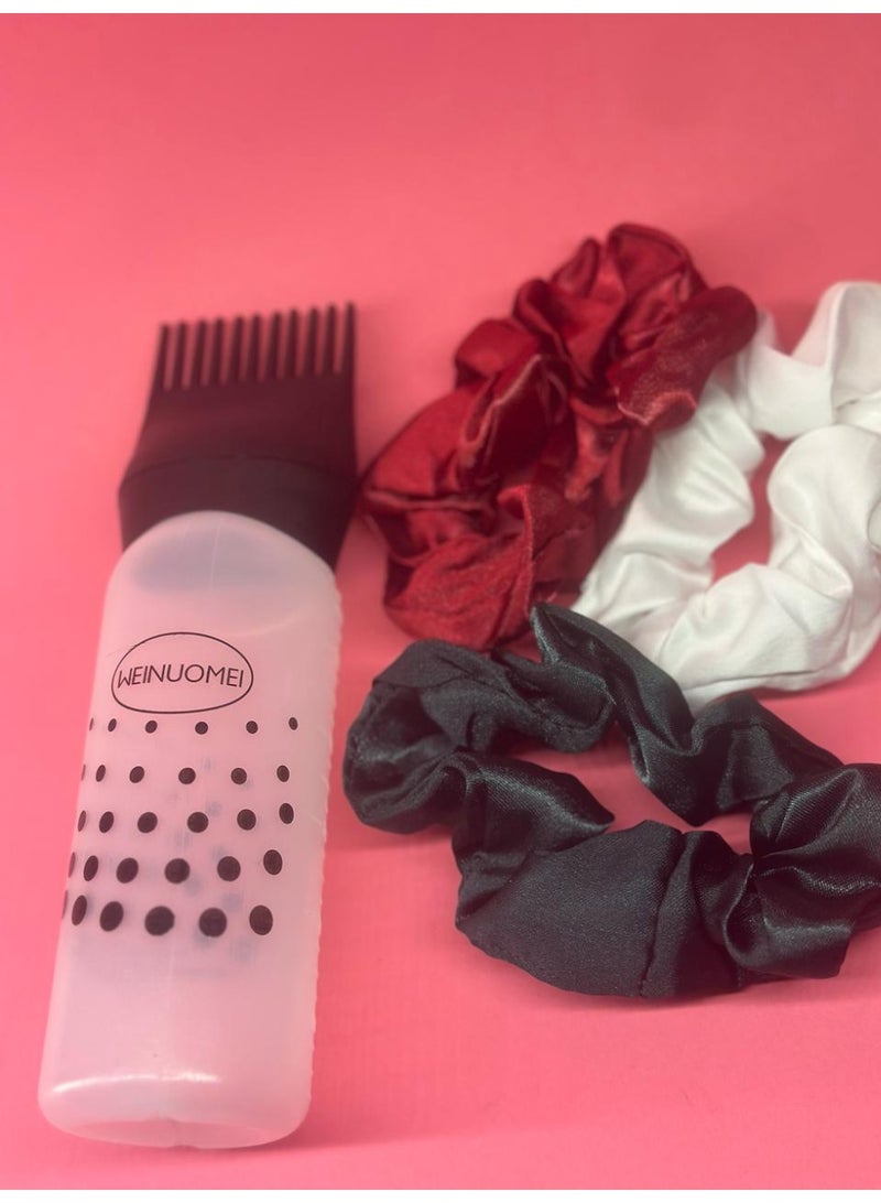 Generic hair tie set 3PCs Hair Scrunchies satin for women + Travel Bottles, 1PC Spray Bottle 30ml Fine Mist Spray Bottle  Plastic Sprayer Bottle may vary color - Image 2