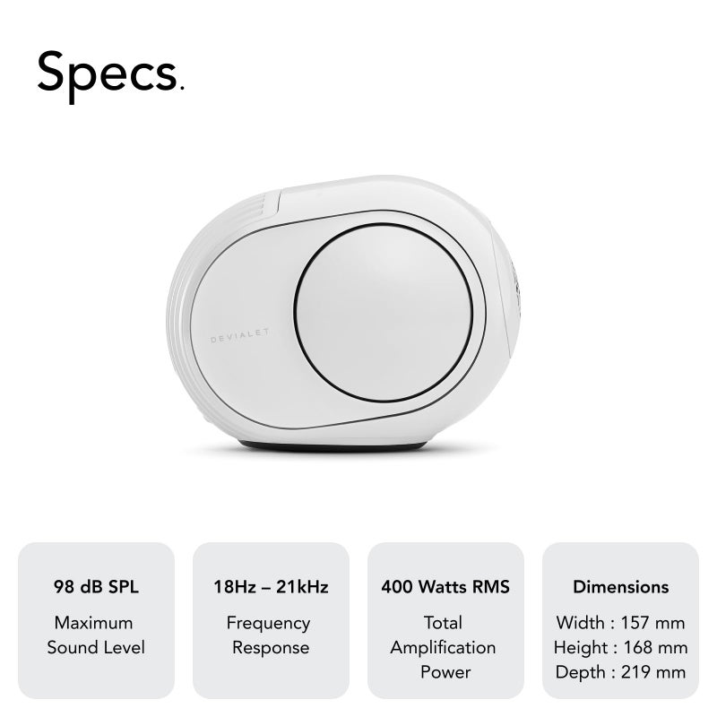 Devialet - Phantom II 98 dB - Compact Wireless Speaker - Iconic White - High-Fidelity Sound - Zero Distortion - Multiroom Sync. - Bluetooth Speaker - Image 3