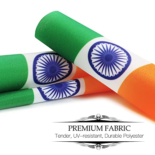 Anley India Deluxe Desk Flag Set - 6 x 4 Inch Miniature Indian Desktop Flag with 12" Solid Pole - Vivid Color and Fade Resistant - Black Base and Spear Top - Image 5