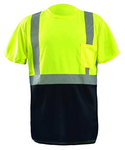 OccuNomix LUX-SSETPBK-YL Classic Standard Short Sleeve Wicking Birdseye Black Bottom T-Shirt, Class 2, 100% ANSI Wicking Polyester Birdseye, Large, Yellow (High Visibility) - Image 4