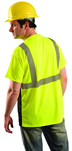 OccuNomix LUX-SSETPBK-YL Classic Standard Short Sleeve Wicking Birdseye Black Bottom T-Shirt, Class 2, 100% ANSI Wicking Polyester Birdseye, Large, Yellow (High Visibility) - Image 2
