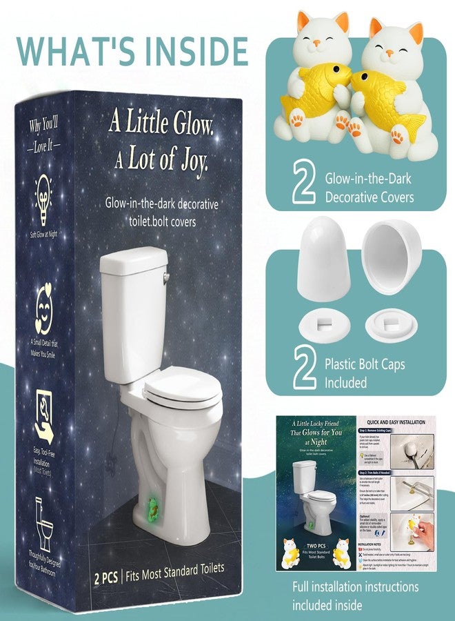 boeemi Cat Toilet Bolt Covers Decorative - 2PCS Toilet Screw Caps Glow in the Dark for Most Floor Bolts, PLA Material, Fun Bathroom Decor Gift - Image 3