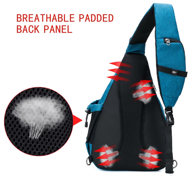TurnWay Water-Proof Sling bag/Crossbody Backpack/Shoulder Bag with USB Charging Port for Travel, Hiking, Cycling, Camping (BLUE) - Image 4