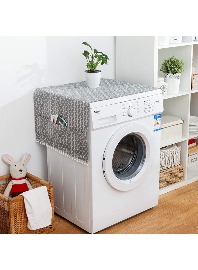 O Ozone Fridge Dust-Proof Cotton Cover Multi-Purpose Washing Machine Top Cover with Storage Pockets for Pods Home and Kitchen (Grey Arrow) - Image 1