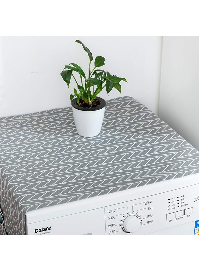 O Ozone Fridge Dust-Proof Cotton Cover Multi-Purpose Washing Machine Top Cover with Storage Pockets for Pods Home and Kitchen (Grey Arrow) - Image 5