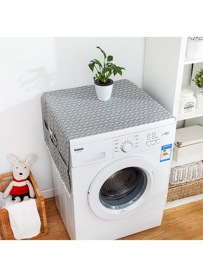 O Ozone Fridge Dust-Proof Cotton Cover Multi-Purpose Washing Machine Top Cover with Storage Pockets for Pods Home and Kitchen (Grey Arrow) - Image 3