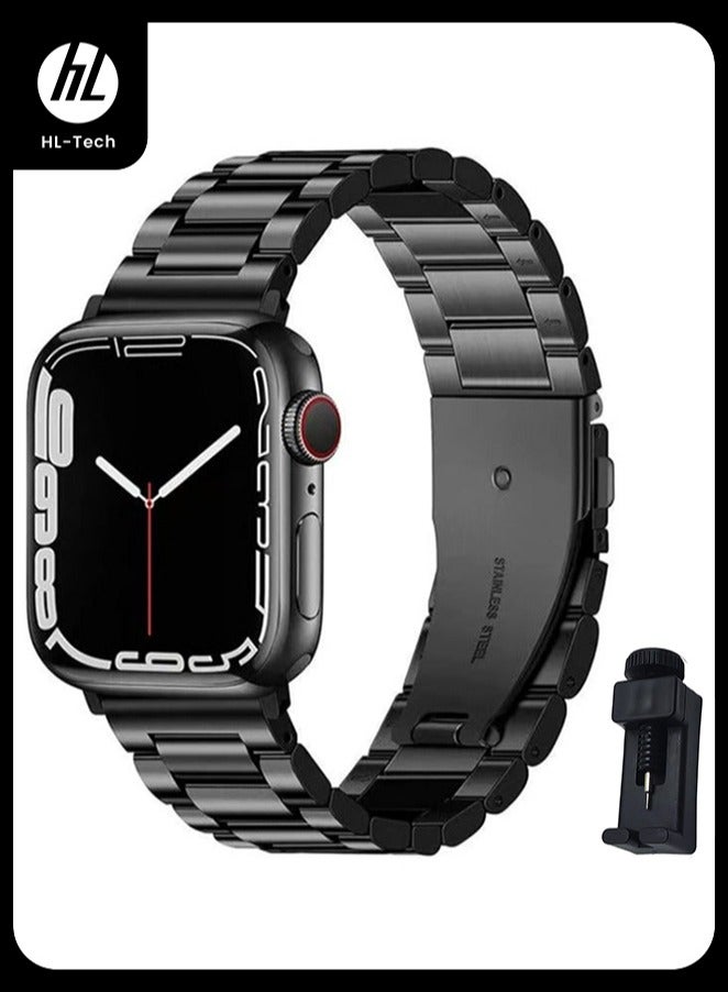 HL-Tech Compatible Apple Watch Straps 42mm 44mm 45mm 46mm 49mm, Stainless Steel iWatch Band with Case for Apple Watch Series 11/10/9/8/7/6/5/4/3/2/1/SE/SE2/Ultra - Image 1