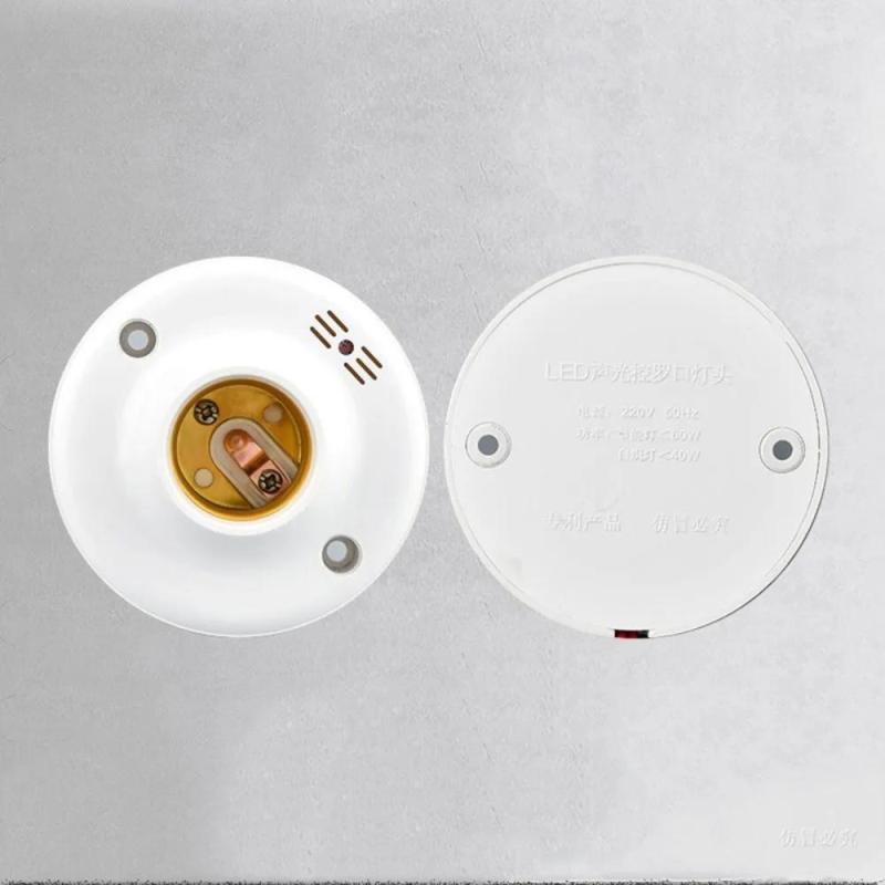 Smart IC Lamp Holder 7x7x4.5cm Fire-Resistant PC - Contactless Noiseless Operation E27 Screw Mount - Dual Sound Light Sensors for Corridors Staircases - Image 2