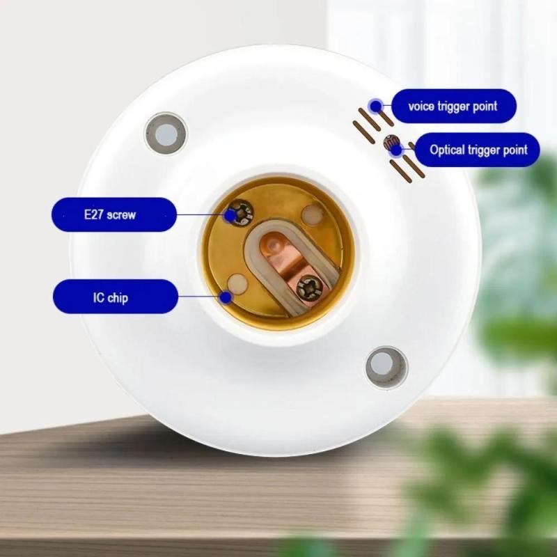 Smart IC Lamp Holder 7x7x4.5cm Fire-Resistant PC - Contactless Noiseless Operation E27 Screw Mount - Dual Sound Light Sensors for Corridors Staircases - Image 4