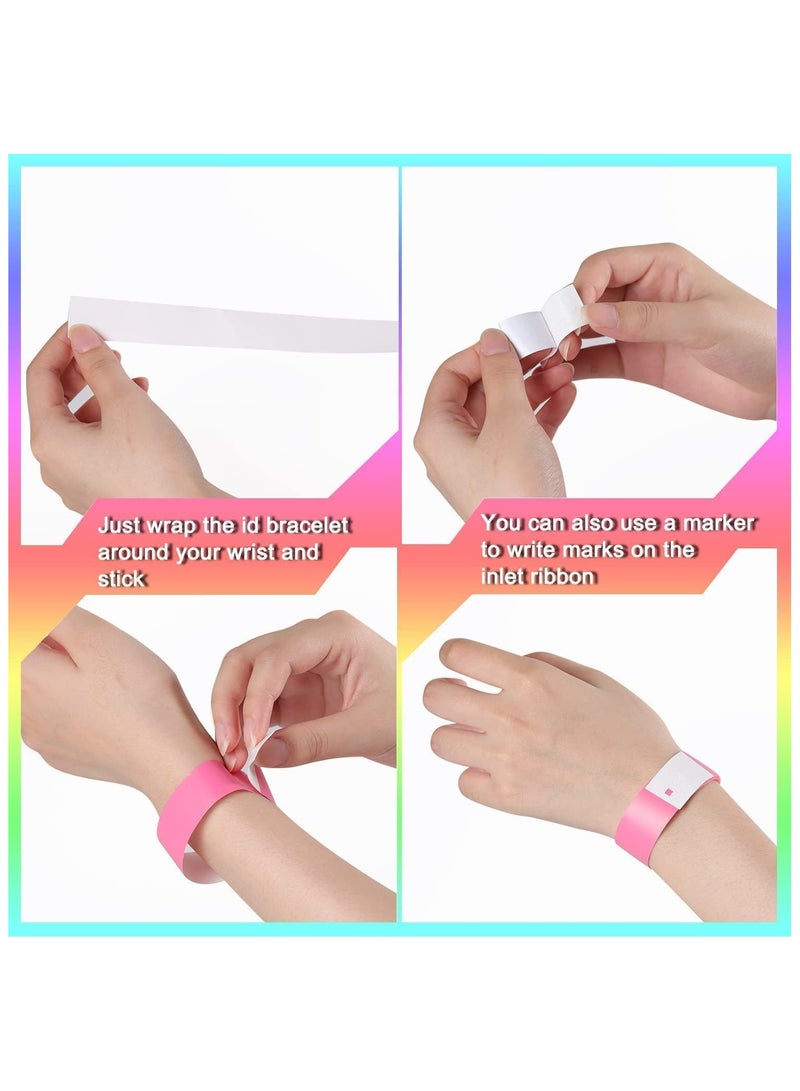 DELGREEN 240 Pcs Paper Wristbands Neon Wrist Bands Waterproof Hand Bands for Events Lightweight Concert Wristbands Neon Colored Adhesive Wristbands for Party  - Image 3