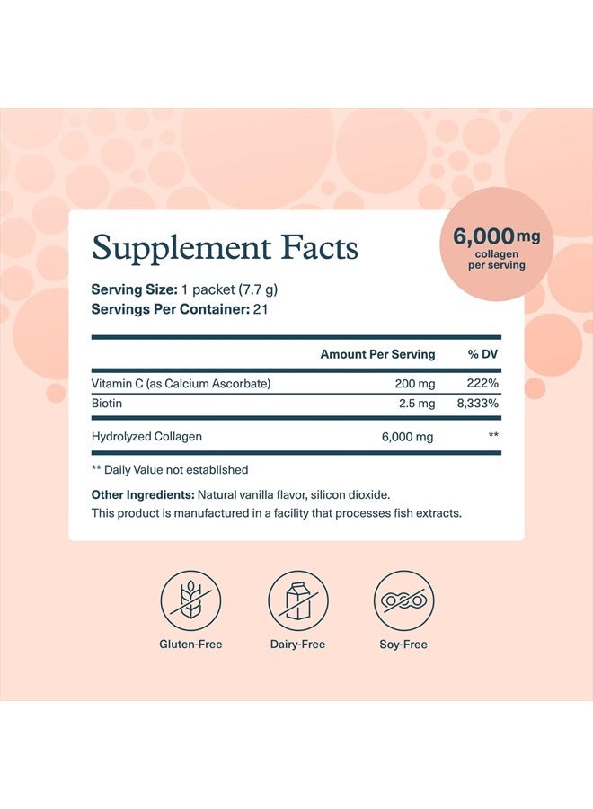 youtheory مسحوق الكولاجين - مكمل كولاجين فاخر مع فيتامين C وبيوتين - يدعم صحة الشعر والأظافر والبشرة والمفاصل* - خالي من الألبان وفول الصويا والغلوتين - فانيليا، 0.27 أونصة (21 عبوة) - Image 2