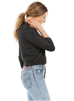 Cielo Cielo Women's Soft Solid Colored Open Front 3/4 Sleeve Cardigan Charcoal Large  - Image 1