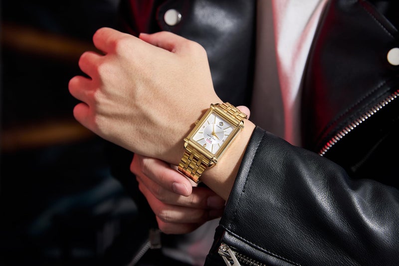 Daniel Hechter Paris Etoile Collection Watch for Men Two-Tone Analog Watch Silver Rectangular Dial, Gold & Silver Stainless Steel Strap, Day & Date Display, Quartz Movement Stylish Formal - Image 4