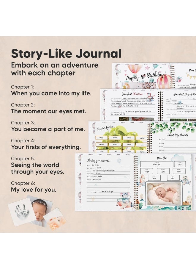 KeaBabies First 5 Years Baby Memory Book Girl, Boy - 90 Pages Hardcover First Year Baby Book Keepsake, Baby Milestone Book for New Parents, Baby Scrapbook, Baby Album and Memory Book Journal (Adventureland)  - Image 3
