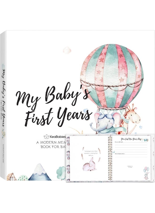 KeaBabies First 5 Years Baby Memory Book Girl, Boy - 90 Pages Hardcover First Year Baby Book Keepsake, Baby Milestone Book for New Parents, Baby Scrapbook, Baby Album and Memory Book Journal (Adventureland)  - Image 1