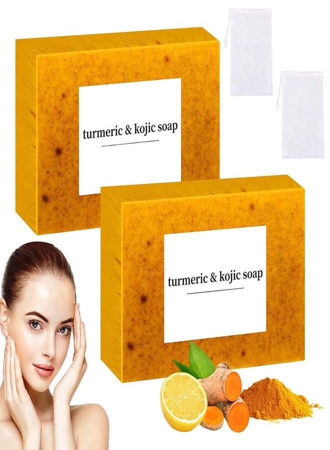 COLOTTE Lemon Turmeric Kojic Soap,Natural Handmade Soapes,Turmeric Soap Bar for Face and Body, Smooth Skin Tumeric Soaps,Deep Cleansing Soaps for Men & Women (3 PCS) - Image 1