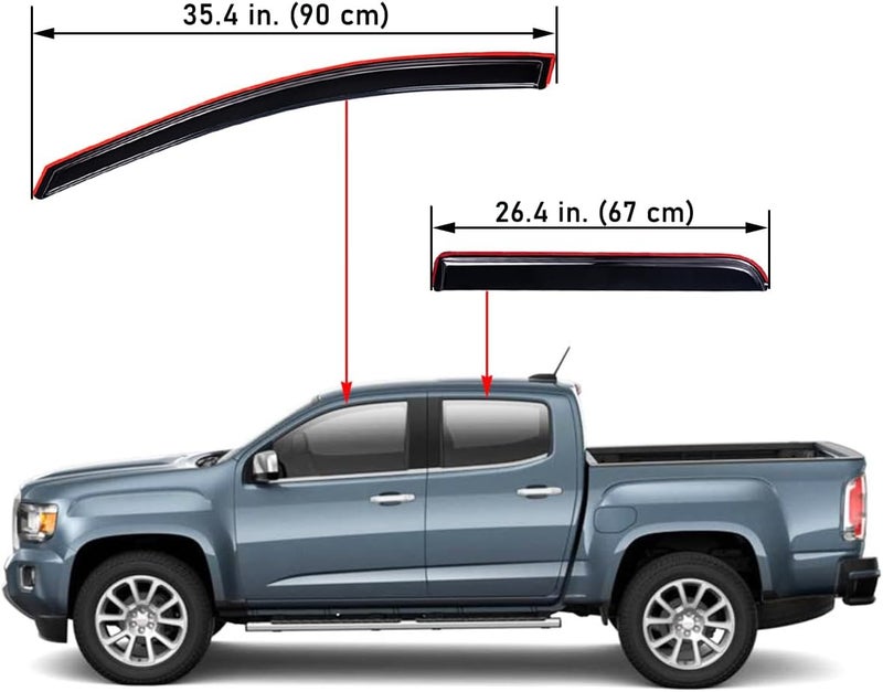 Lightronic Extra Durable Clip-on in-Channel Auto Vent Window Visor for Chevrolet Colorado & GMC Canyon (2015-2022), Dark Smoke, 4-Pcs - Image 3