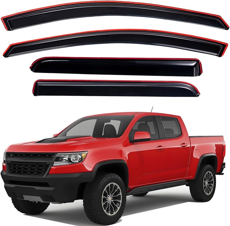 Lightronic Extra Durable Clip-on in-Channel Auto Vent Window Visor for Chevrolet Colorado & GMC Canyon (2015-2022), Dark Smoke, 4-Pcs - Image 1