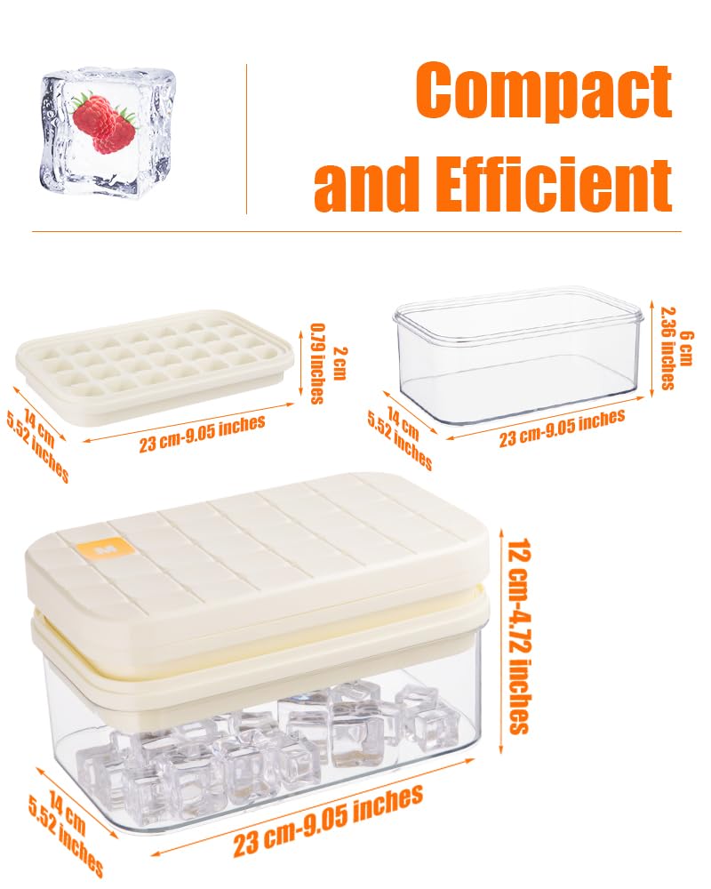 Brigii Ice Cube Tray with Lid&Bin, Ice Cube Mold with 56 Cubes, Stackable Ice Trays for Freezer with Easy-Release Silicone Bottom, for Drinks, Coffee, cocktail - Image 2