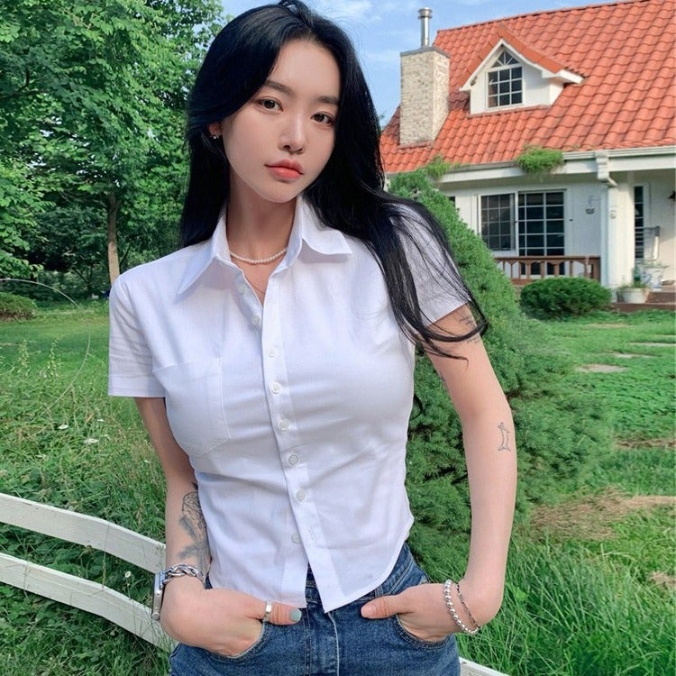 Women's Slim Fit Short Sleeve Polo Shirt 2025 Summer - Image 1