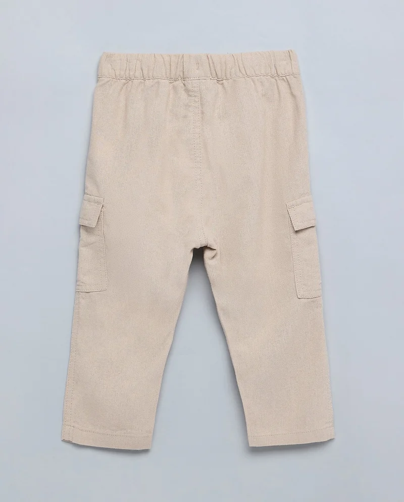 R&B Solid Cargo Pants with Drawstring Waist