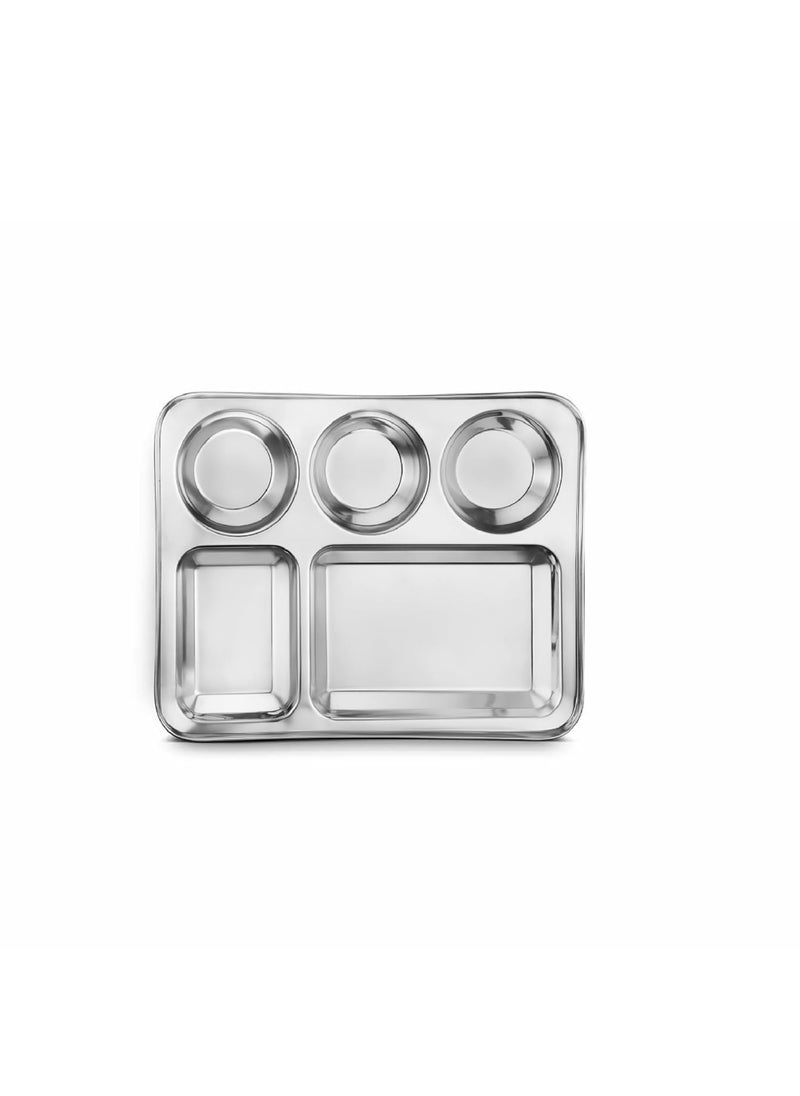 Classic Essentials CLASSIC ESSENTIALS Stainless Steel Compartment Plate Bhojan Thali LunchDinner Plate  - Image 1