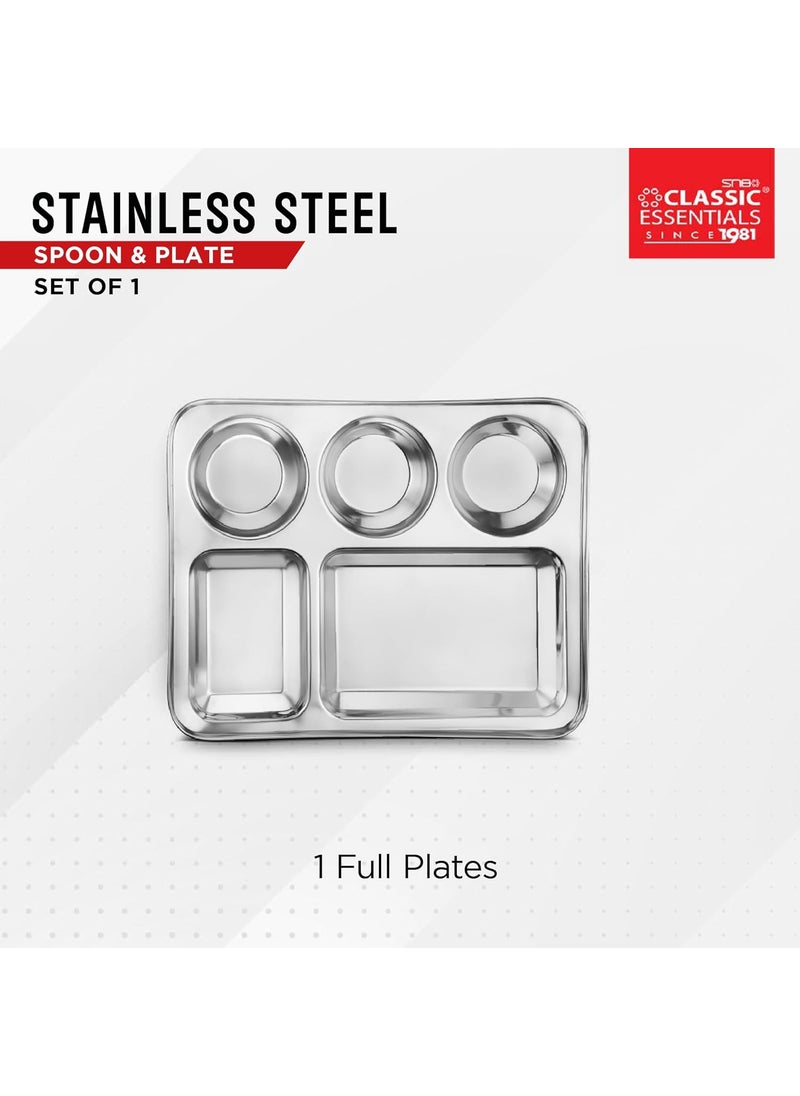 Classic Essentials CLASSIC ESSENTIALS Stainless Steel Compartment Plate Bhojan Thali LunchDinner Plate  - Image 4