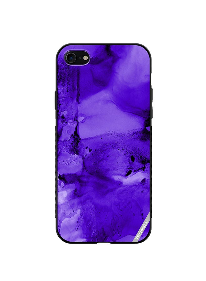 VR CREATIVE Protective Case Cover For Apple iPhone SE (2022) Violet Alcohol Ink Wash Texture On White Paper Design Multicolour - Image 1